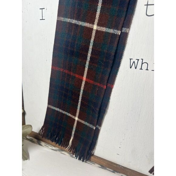 Vintage Scottish Wool Plaid Tartan Scarf Quiet Luxury Academia Green Old Money - Picture 3 of 6